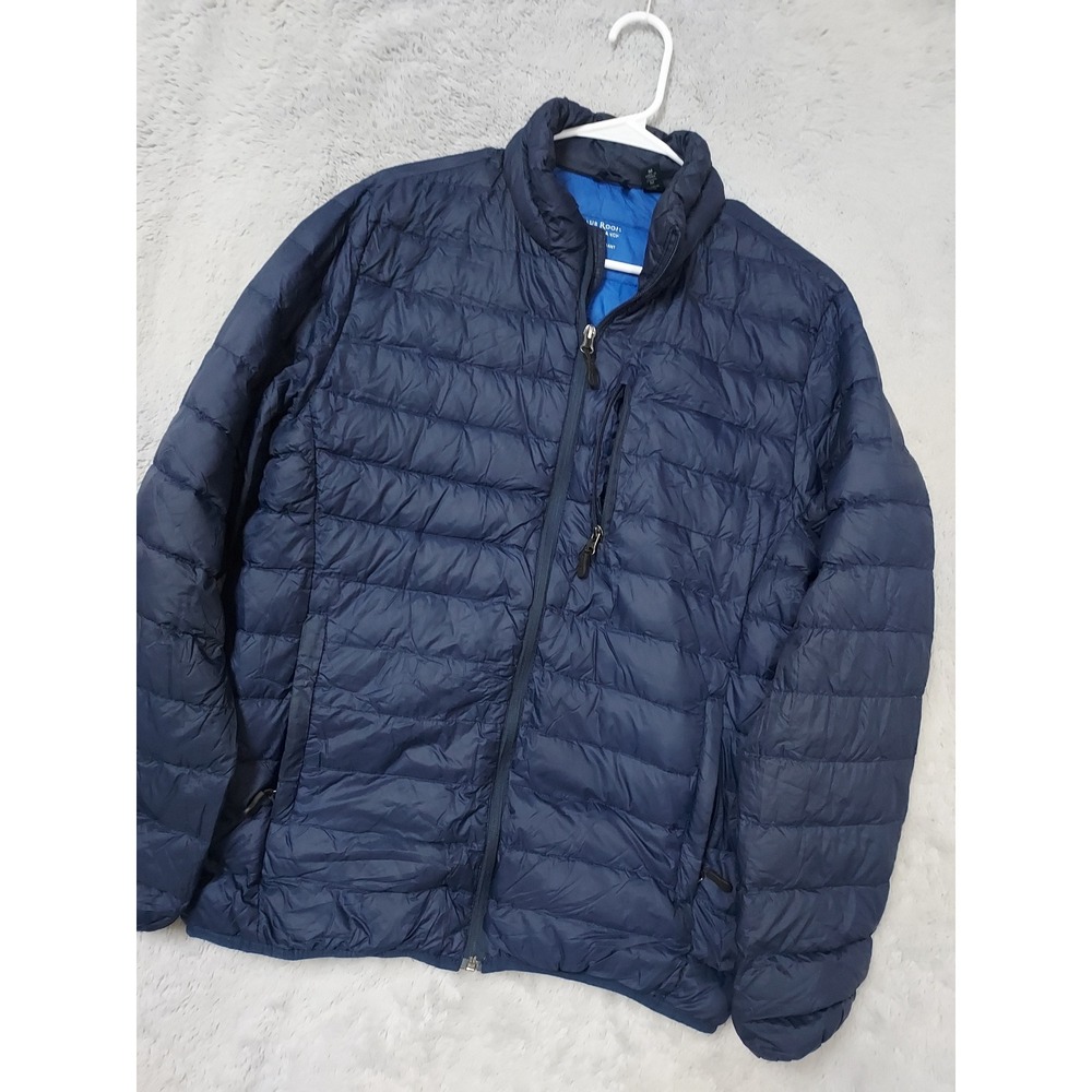 Club Room Puffer Jacket Mens Medium Performance Down Water Resistant Blue Prep